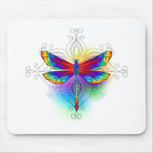 Rainbow Polygonal Dragonfly Mouse Mat