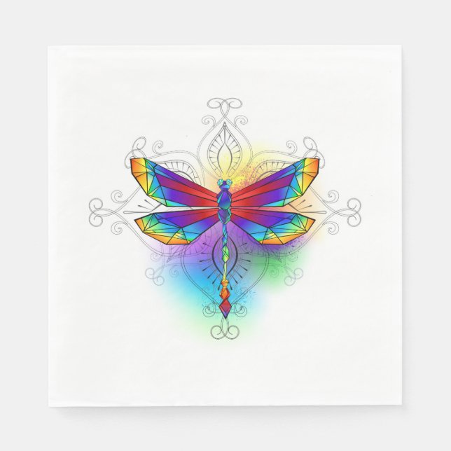 Rainbow Polygonal Dragonfly Napkin (Front)