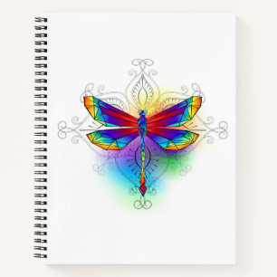 Rainbow Polygonal Dragonfly Notebook