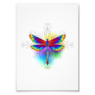 Rainbow Polygonal Dragonfly Photo Print