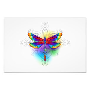 Rainbow Polygonal Dragonfly Photo Print