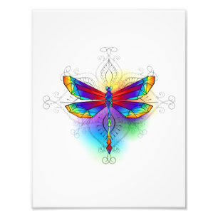 Rainbow Polygonal Dragonfly Photo Print