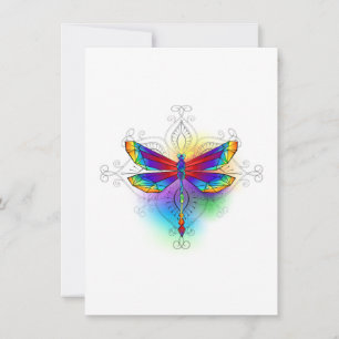 Rainbow Polygonal Dragonfly Save The Date