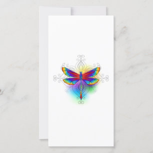 Rainbow Polygonal Dragonfly Save The Date