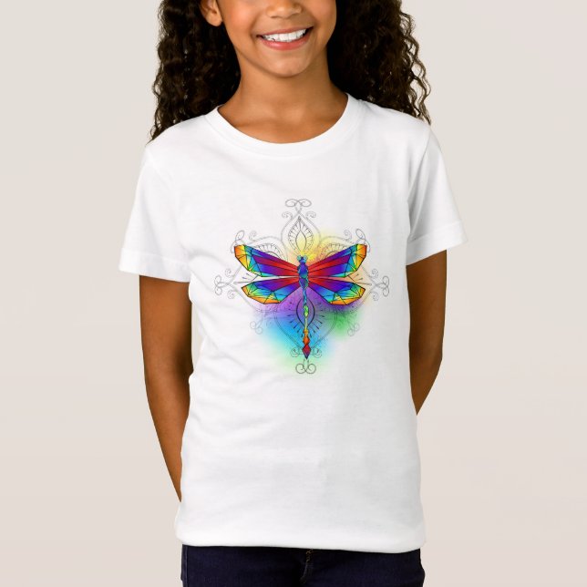 Rainbow Polygonal Dragonfly T-Shirt (Front)
