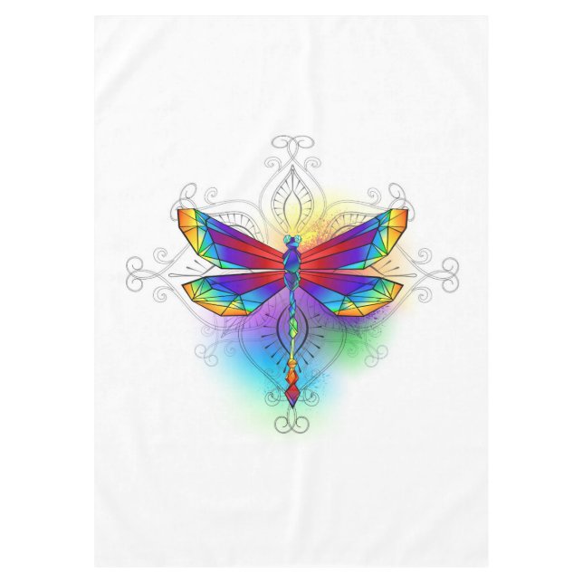 Rainbow Polygonal Dragonfly Tablecloth (Front)
