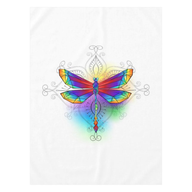 Rainbow Polygonal Dragonfly Tablecloth (Front)