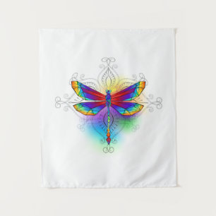 Rainbow Polygonal Dragonfly Tapestry