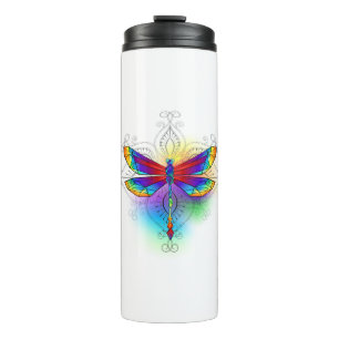 Rainbow Polygonal Dragonfly Thermal Tumbler