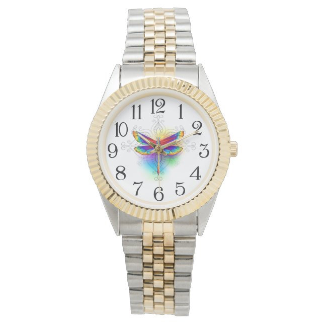 Rainbow Polygonal Dragonfly Watch (Front)