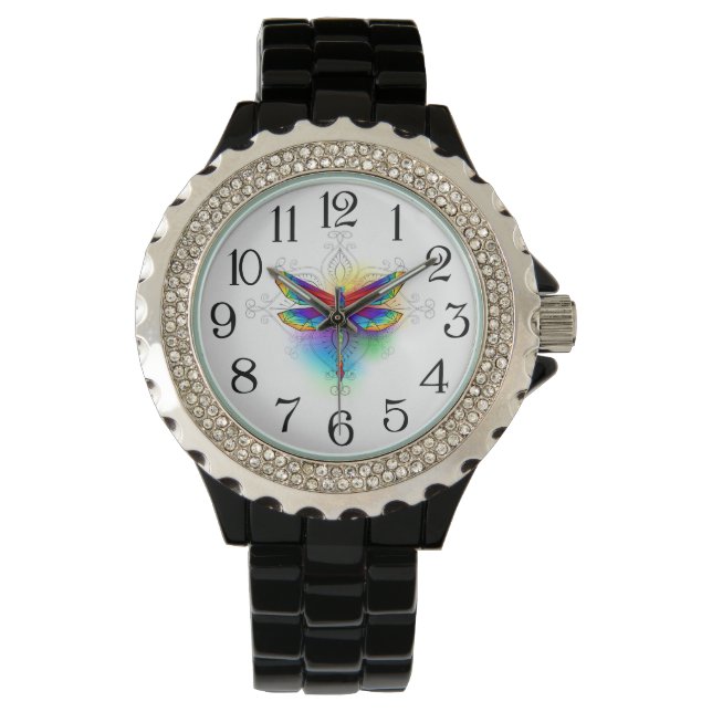 Rainbow Polygonal Dragonfly Watch (Front)