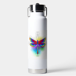 Rainbow Polygonal Dragonfly Water Bottle
