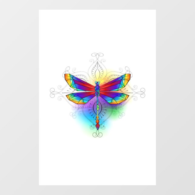 Rainbow Polygonal Dragonfly Window Cling (Sheet)