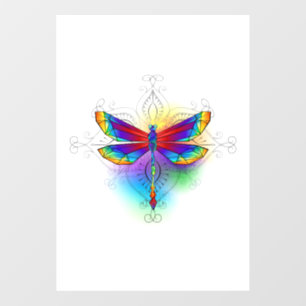 Rainbow Polygonal Dragonfly Window Cling