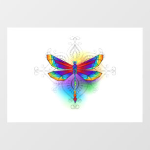 Rainbow Polygonal Dragonfly Window Cling