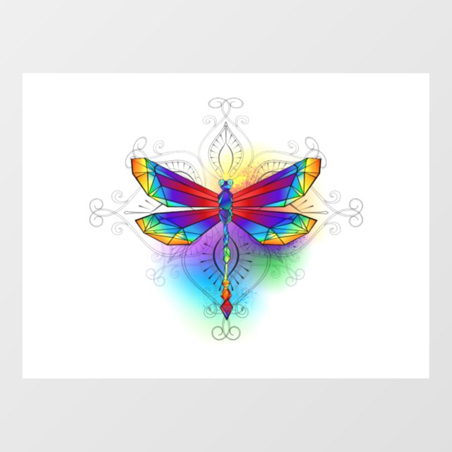 Rainbow Polygonal Dragonfly Window Cling (Sheet)