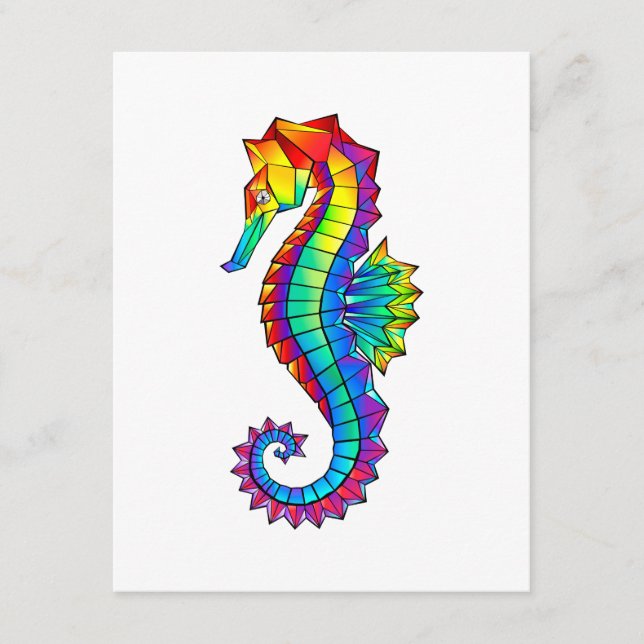 Rainbow Polygonal Seahorse Advice Card (Front)