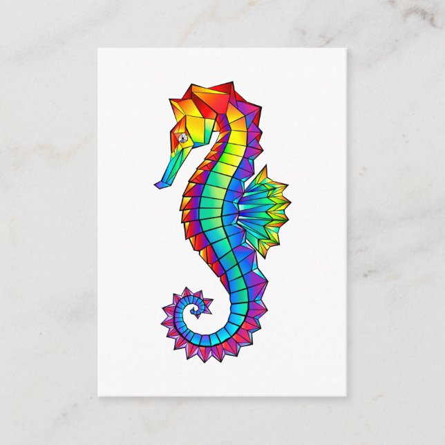 Rainbow Polygonal Seahorse Advice Card (Front)
