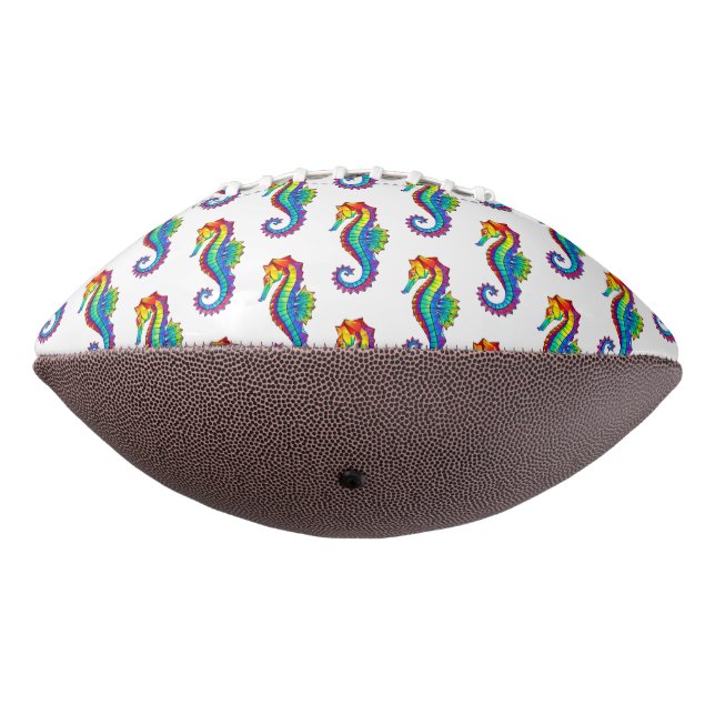 Rainbow Polygonal Seahorse American Football (Rotated 270)