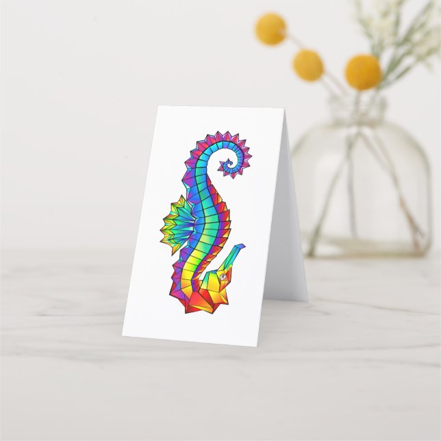 Rainbow Polygonal Seahorse Appointment Card (Back)