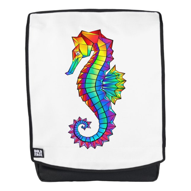 Rainbow Polygonal Seahorse Backpack (Front)