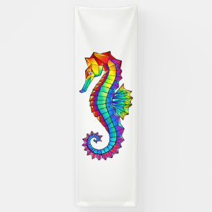 Rainbow Polygonal Seahorse Banner