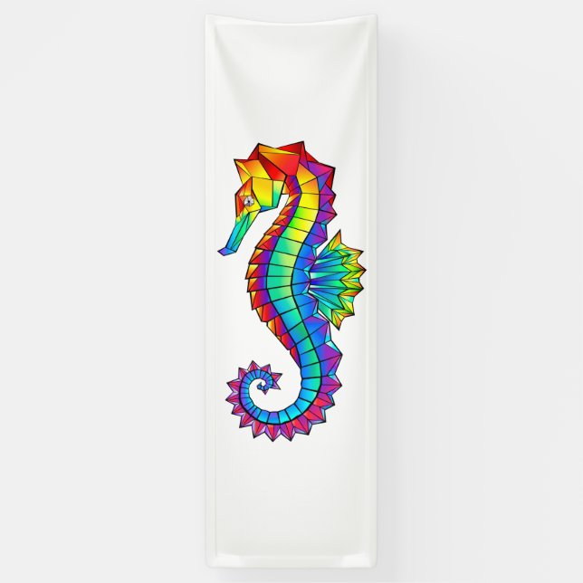 Rainbow Polygonal Seahorse Banner (Vertical)