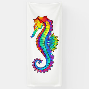 Rainbow Polygonal Seahorse Banner