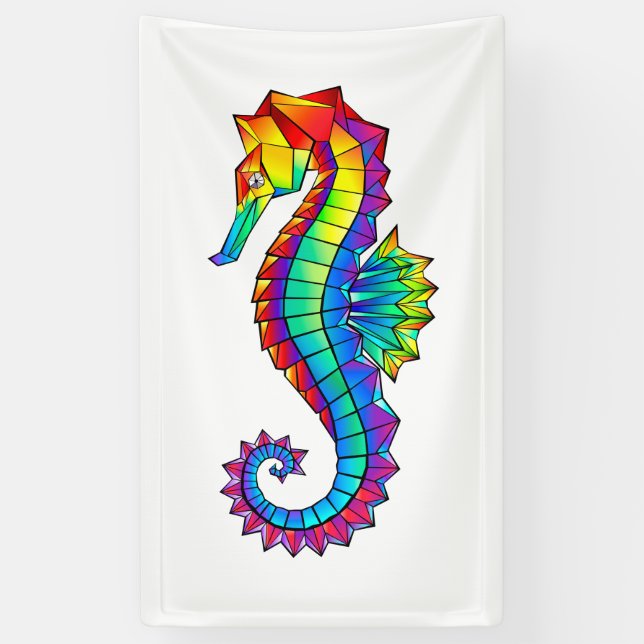 Rainbow Polygonal Seahorse Banner (Vertical)