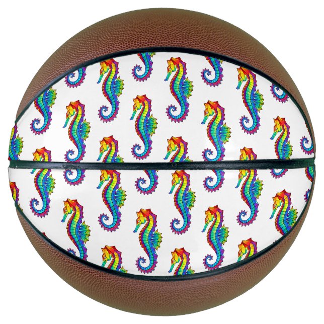 Rainbow Polygonal Seahorse Basketball (Front)