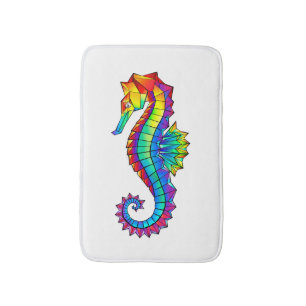 Rainbow Polygonal Seahorse Bath Mat