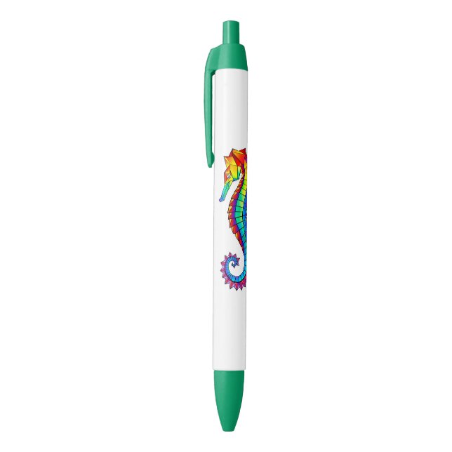 Rainbow Polygonal Seahorse Black Ink Pen (Top (Vertical))
