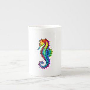 Rainbow Polygonal Seahorse Bone China Mug