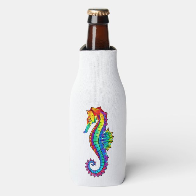 Rainbow Polygonal Seahorse Bottle Cooler (Bottle Front)