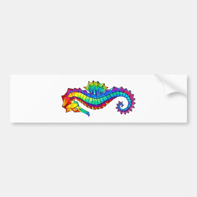 Rainbow Polygonal Seahorse Bumper Sticker (Front)