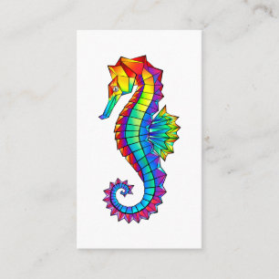 Rainbow Polygonal Seahorse Business Card