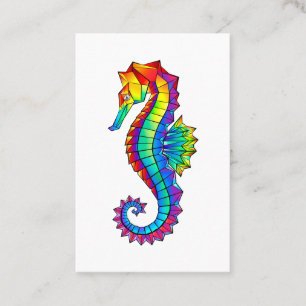 Rainbow Polygonal Seahorse Business Card