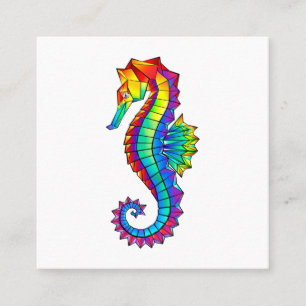 Rainbow Polygonal Seahorse Calling Card