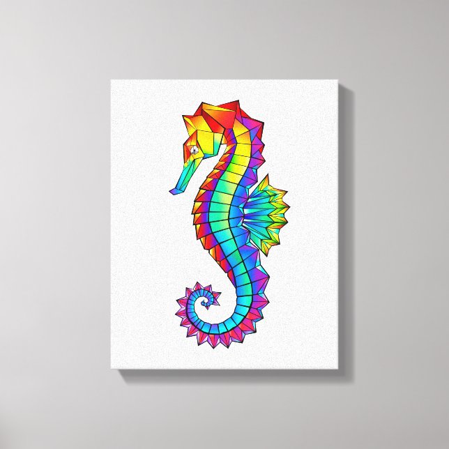 Rainbow Polygonal Seahorse Canvas Print (Front)