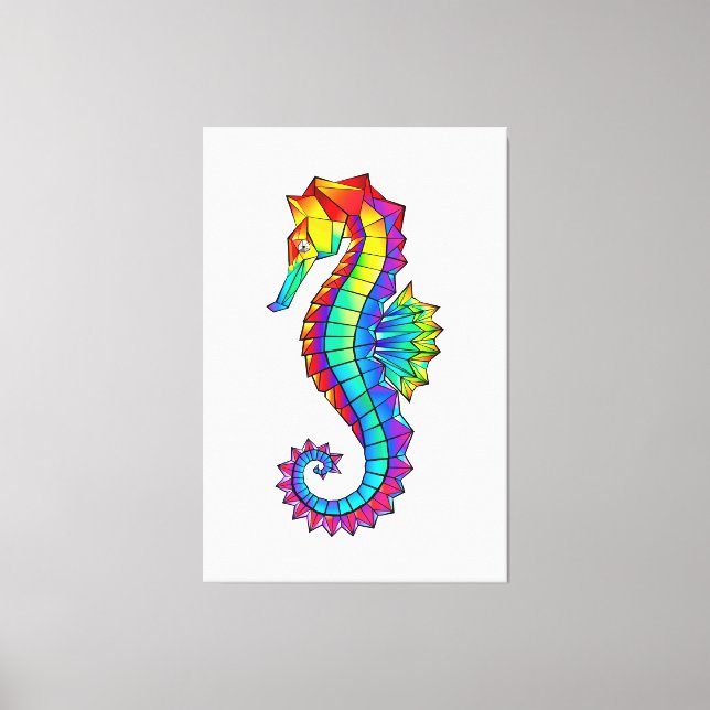 Rainbow Polygonal Seahorse Canvas Print (Front)