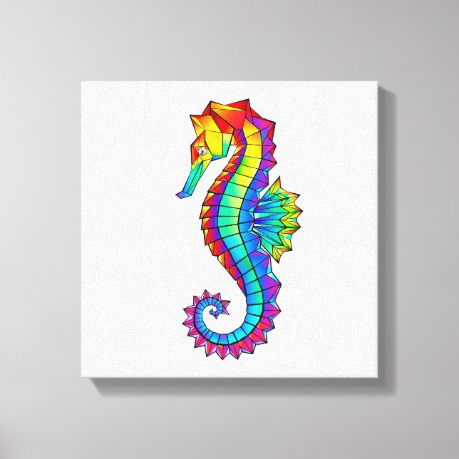 Rainbow Polygonal Seahorse Canvas Print (Front)