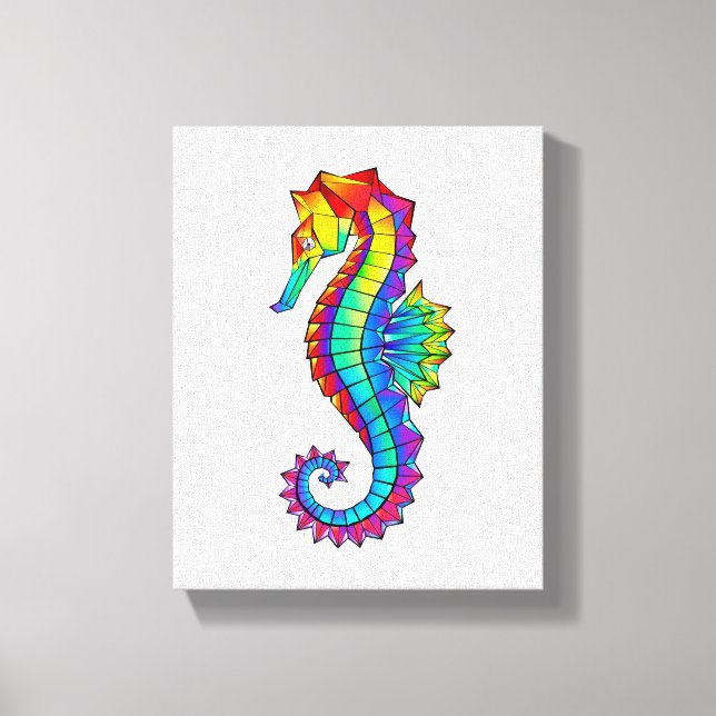 Rainbow Polygonal Seahorse Canvas Print (Front)