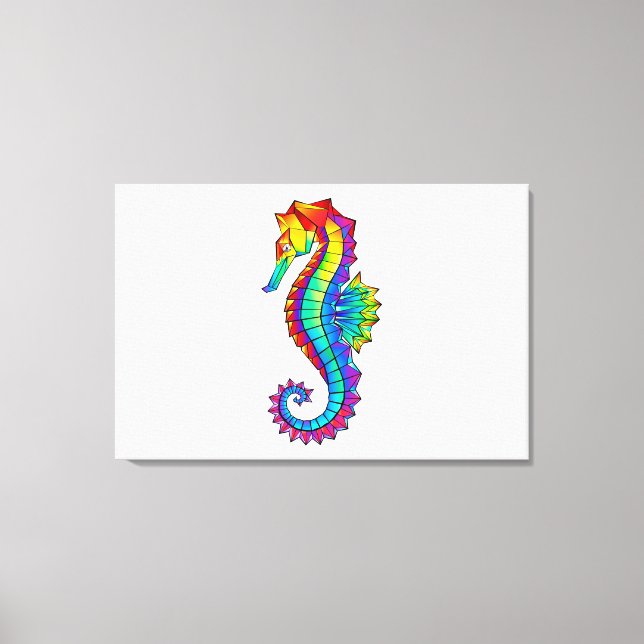 Rainbow Polygonal Seahorse Canvas Print (Front)