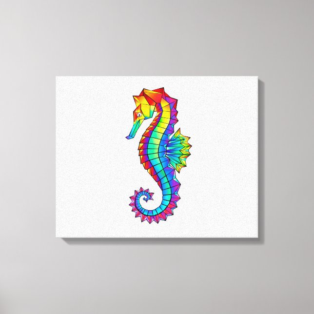 Rainbow Polygonal Seahorse Canvas Print (Front)
