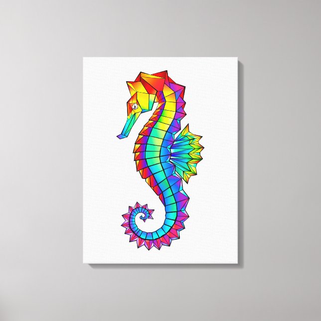 Rainbow Polygonal Seahorse Canvas Print (Front)