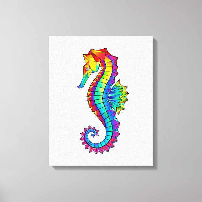 Rainbow Polygonal Seahorse Canvas Print (Front)