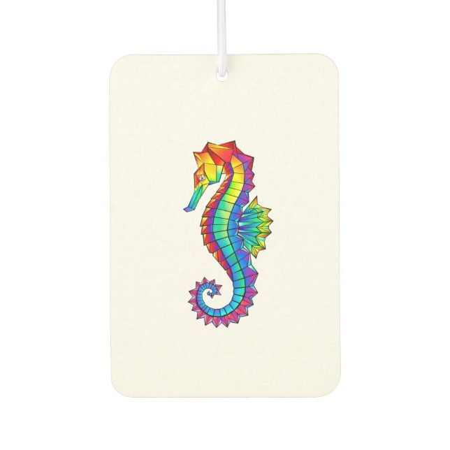 Rainbow Polygonal Seahorse Car Air Freshener (Front)