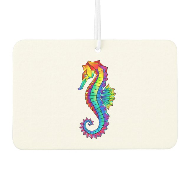 Rainbow Polygonal Seahorse Car Air Freshener (Front)