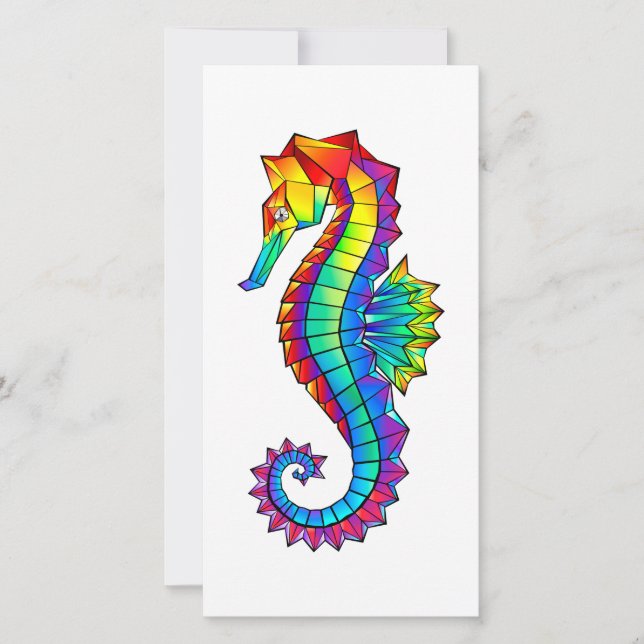 Rainbow Polygonal Seahorse Card (Front)