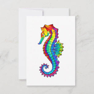 Rainbow Polygonal Seahorse Card